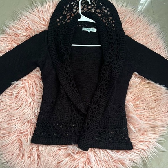 Black Crochet Women's Sweater - Picture 1 of 3